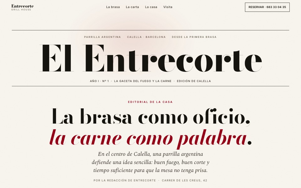 Website for Entrecorte Grill House