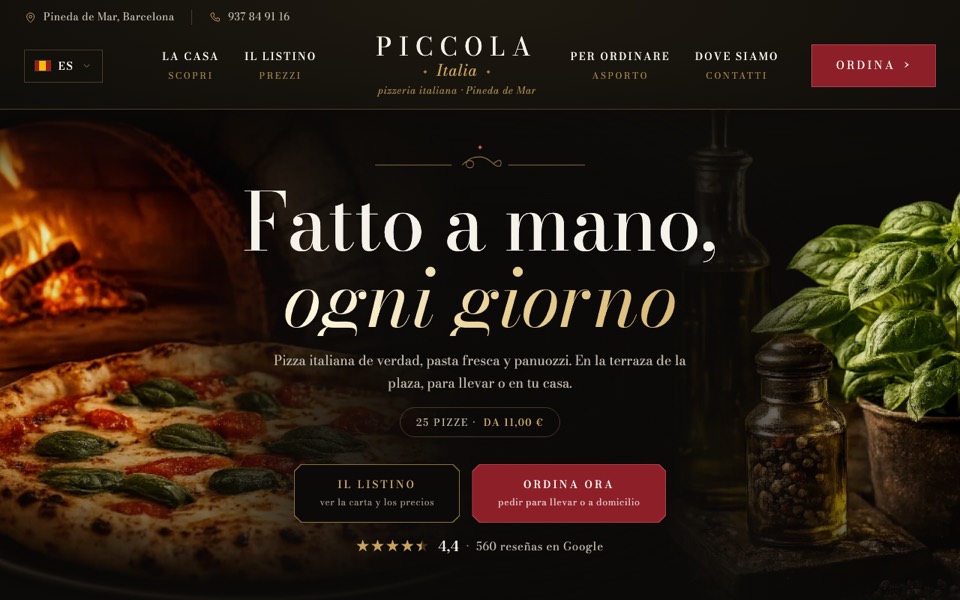 Website for Piccola Italia