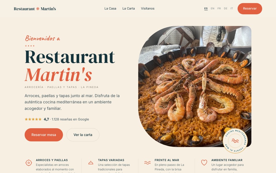 Website for Restaurant Martin's